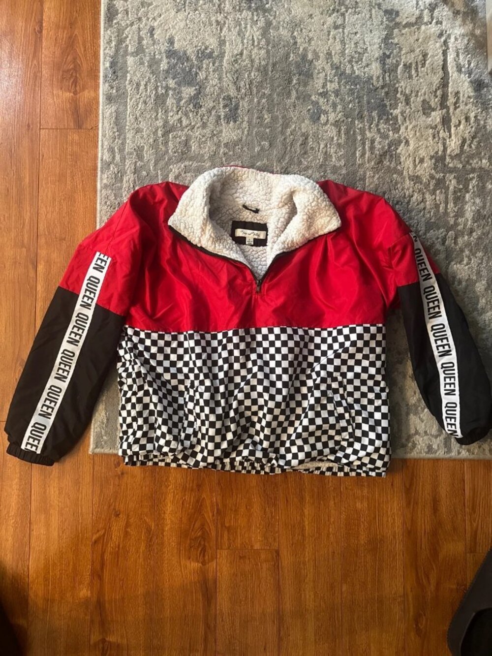 Vine & Valley Sherpa Lined Hooded Jacket Red Black Checkered